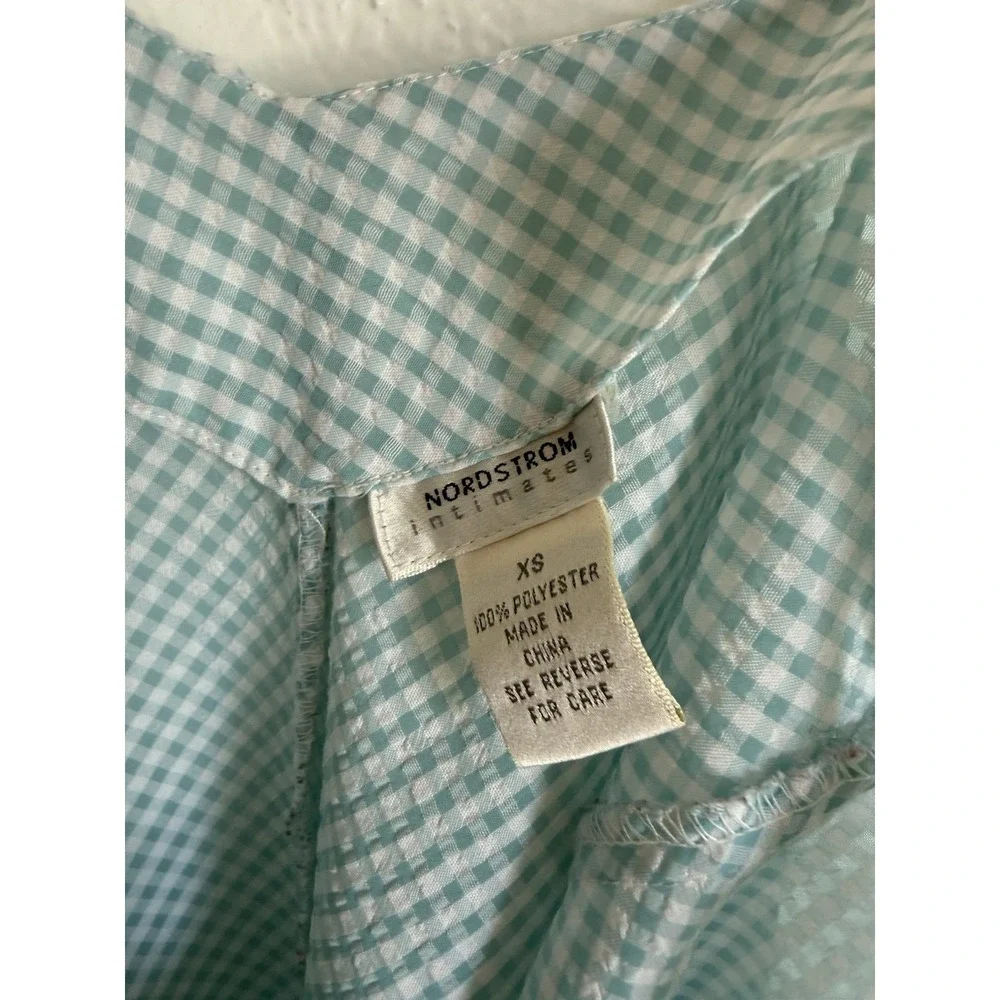 Vintage Nordstrom Intimates Size XS Slip Nightgown And Robe Set Blue Gingham